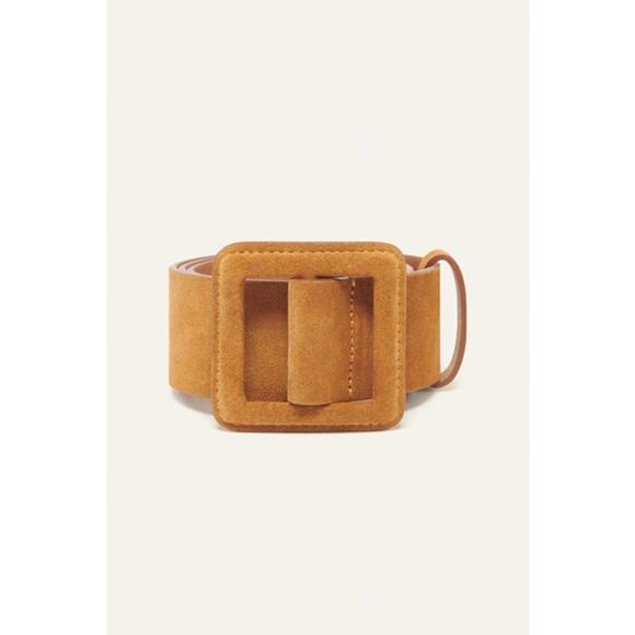 ba&sh Betty Suede Square Buckle Belt in Brown Size 85 (29in) main image 5